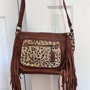 conceal carry leopard fringe bag